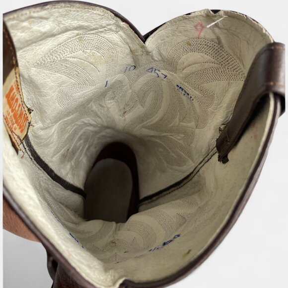 Cowtown Vintage Men's Leather Embordered Brown Western Cowboy Boots Size 9.5 - Picture 10 of 14